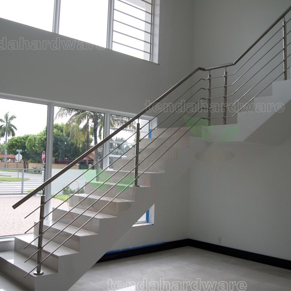 Horizontal Bars railing with 38mm Square Posts and 50mm round handrails 