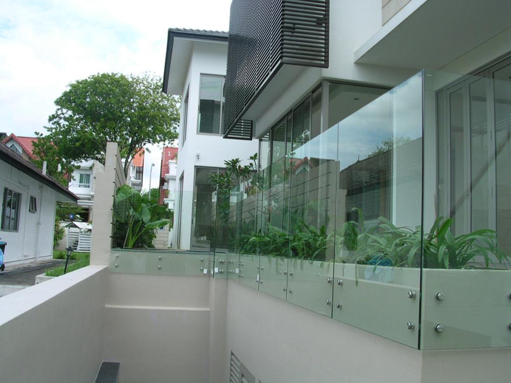 stainless steel glass railing to landing standoffs glass balustrades 