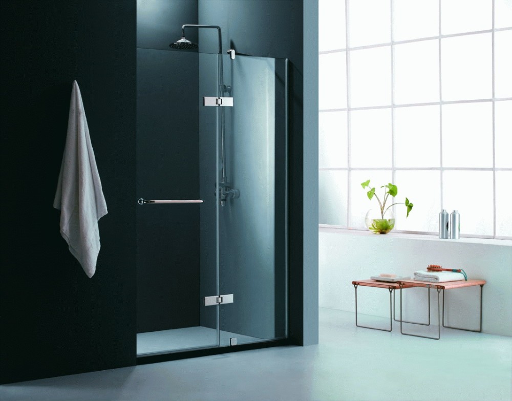 2 panel glass shower door with tempered glass 