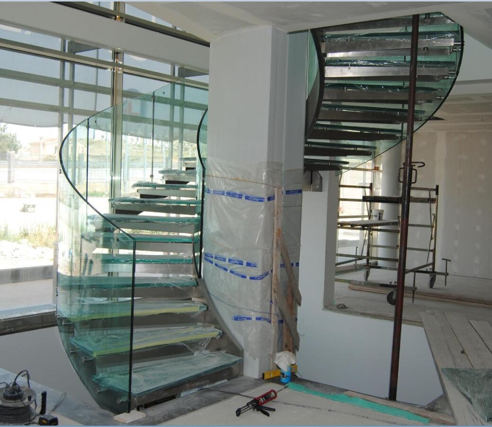 Modern Toughened Glass stair for Glass Balustrade 