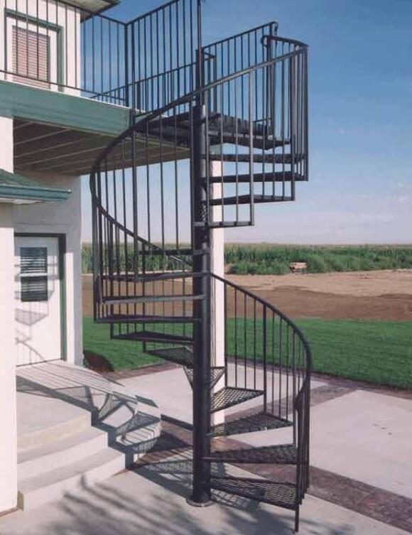 exterior hot galvanized metal helical stairs in black 