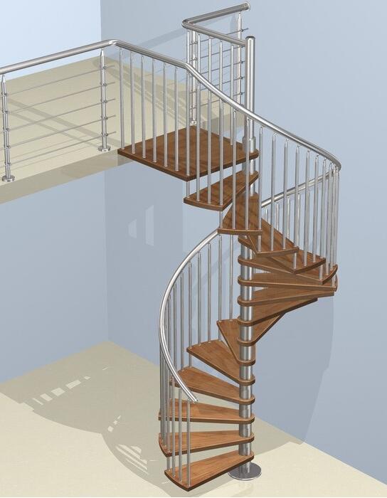 indoor stainless steel wood helical stair or spiral staircase 