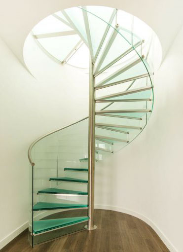 full glass spiral stair