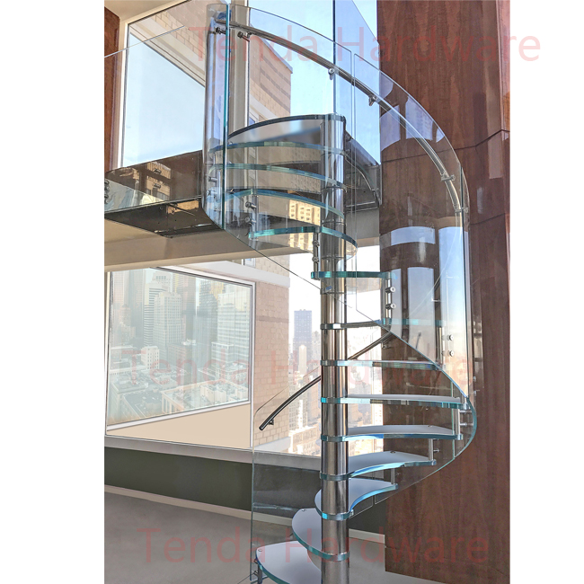 glass stainless steel spiral stair