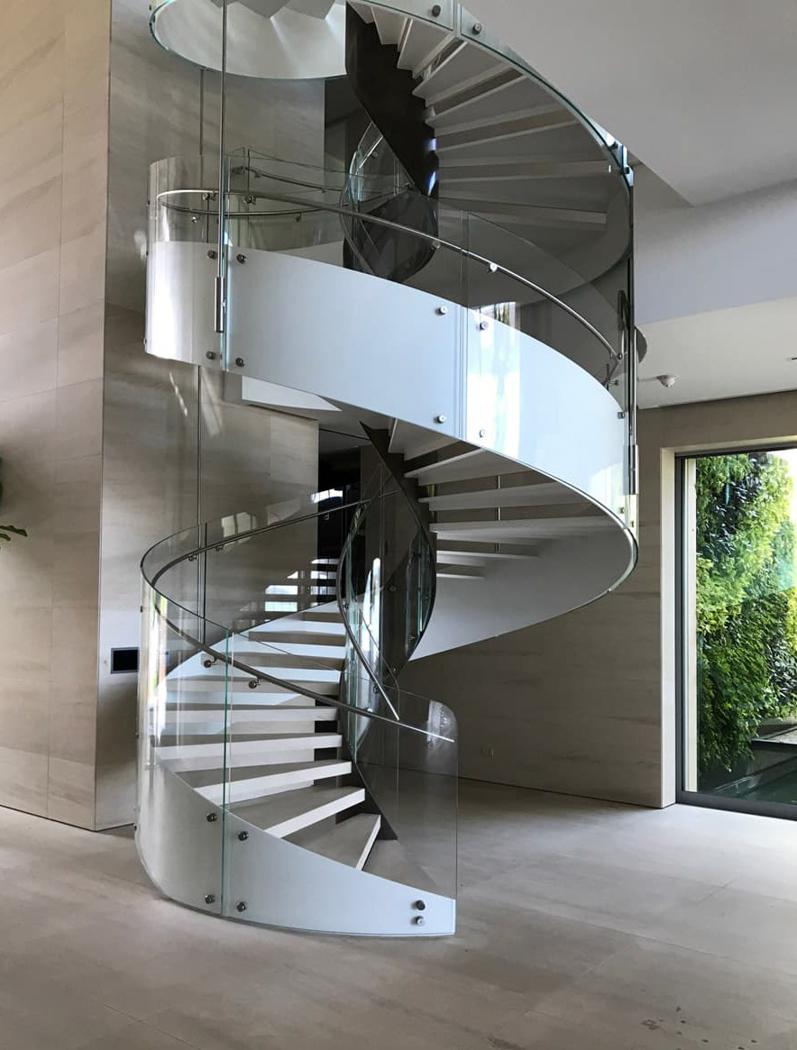 Glass metal helical stair